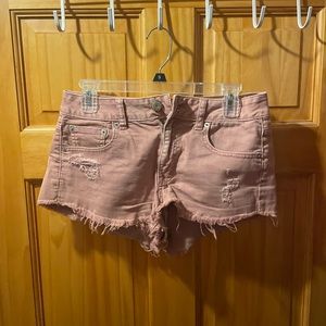 American Eagle pink jean shorts